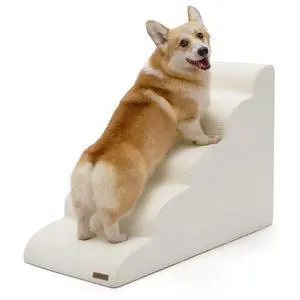 Lesure Dog Pet Stairs for High Bed, Beige, 5 Steps | Pet Steps Ramp for Small Dogs, 33D CertiPUR-US Certified Foam, Indoor and Car Use, Non-Slip Bottom, Removable Cover Lesure Dog Pet Stairs for High Bed, Beige, 5 Steps | Pet Steps Ramp for Small Dogs, 33D CertiPUR-US Certified Foam, Indoor and Car Use, Non-Slip Bottom, Removable Cover