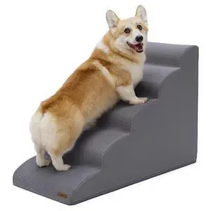 Lesure Dog Pet Stairs for High Bed, Grey, 5 Steps | Pet Steps Ramp for Small Dogs, 33D CertiPUR-US Certified Foam, Indoor and Car Use, Non-Slip Bottom, Removable Cover Lesure Dog Pet Stairs for High Bed, Grey, 5 Steps | Pet Steps Ramp for Small Dogs, 33D CertiPUR-US Certified Foam, Indoor and Car Use, Non-Slip Bottom, Removable Cover
