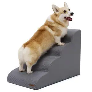 Lesure Dog Pet Stairs for Small Dogs, Grey, 4 Steps | Pet Steps Ramp for High bed and Couch, 33D CertiPUR-US Certified Foam, Indoor and Car Use, Non-Slip Bottom, Removable Cover Lesure Dog Pet Stairs for Small Dogs, Grey, 4 Steps | Pet Steps Ramp for High bed and Couch, 33D CertiPUR-US Certified Foam, Indoor and Car Use, Non-Slip Bottom, Removable Cover