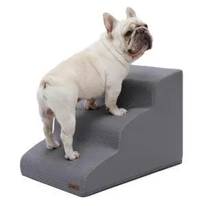 Lesure Dog Pet Stairs for Small Dogs and Cats, Grey, 3 Steps | Pet Steps Ramp for Bed and Couch, 33D CertiPUR-US Certified Foam, Indoor and Car Use, Non-Slip Bottom, Removable Cover Lesure Dog Pet Stairs for Small Dogs and Cats, Grey, 3 Steps | Pet Steps Ramp for Bed and Couch, 33D CertiPUR-US Certified Foam, Indoor and Car Use, Non-Slip Bottom, Removable Cover