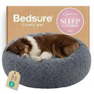 Calming Dog Beds Large Sized Dog Donut Washable Pet Bed,36ins | Fluffy Faux Fur Round Cuddler,with Removable Washable Cover,Anti-Slip Bottom,Anti-Anxiety,for Pets Up to 80 Lbs,Dark Grey Calming Dog Beds Large Sized Dog Donut Washable Pet Bed,36ins | Fluffy Faux Fur Round Cuddler,with Removable Washable Cover,Anti-Slip Bottom,Anti-Anxiety,for Pets Up to 80 Lbs,Dark Grey