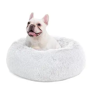 Calming Dog Bed Medium Size Dog Donut Washable Pet Bed,30ins | Fluffy Faux Fur Round Cuddler,Machine Washable,Anti-Slip Bottom,Anti-Anxiety,Deep Sleeping for Pets Up to 45 Lbs,Frost Grey Calming Dog Bed Medium Size Dog Donut Washable Pet Bed,30ins | Fluffy Faux Fur Round Cuddler,Machine Washable,Anti-Slip Bottom,Anti-Anxiety,Deep Sleeping for Pets Up to 45 Lbs,Frost Grey