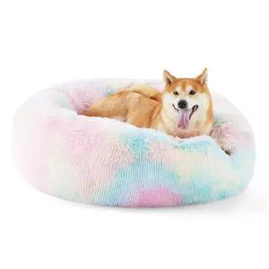 Calming Dog Bed Medium Size Dog Donut Washable Pet Bed,30ins | Fluffy Faux Fur Round Cuddler,Machine Washable,Anti-Slip Bottom,Anti-Anxiety,Deep Sleeping for Pets Up to 45 Lbs,Multi Color Calming Dog Bed Medium Size Dog Donut Washable Pet Bed,30ins | Fluffy Faux Fur Round Cuddler,Machine Washable,Anti-Slip Bottom,Anti-Anxiety,Deep Sleeping for Pets Up to 45 Lbs,Multi Color