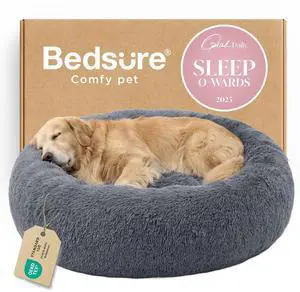 Calming XL Dog Bed Donut Washable Extra Large Pet Bed,45ins | Fluffy Faux Fur Round Cuddler,Machine Washable,Anti-Slip Bottom,Anti-Anxiety,Deep Sleeping for Pets Up to 120 Lbs,Dark Grey Calming XL Dog Bed Donut Washable Extra Large Pet Bed,45ins | Fluffy Faux Fur Round Cuddler,Machine Washable,Anti-Slip Bottom,Anti-Anxiety,Deep Sleeping for Pets Up to 120 Lbs,Dark Grey