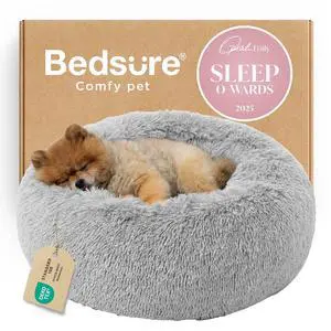 Calming Small Dog Bed Donut Washable CatPuppy Bed,23 inches | Fluffy Faux Fur Round Cuddler,Anti-Slip Bottom,Anti-Anxiety,Deep Sleeping for Large Cat & Pets Up to 25 Lbs,Pale Grey Calming Small Dog Bed Donut Washable CatPuppy Bed,23 inches | Fluffy Faux Fur Round Cuddler,Anti-Slip Bottom,Anti-Anxiety,Deep Sleeping for Large Cat & Pets Up to 25 Lbs,Pale Grey