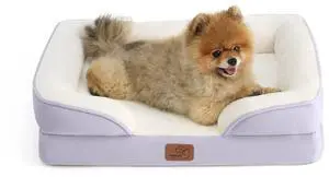 Orthopedic Dog Beds for Small Dogs with Removable Washable Cover | 24" Classic Comfy Puppy Couch Sofa Waterproof, Cozy Bolster Sides, Nonslip Bottom, Pet bed for Cats,Senior Dogs, Lavender Orthopedic Dog Beds for Small Dogs with Removable Washable Cover | 24" Classic Comfy Puppy Couch Sofa Waterproof, Cozy Bolster Sides, Nonslip Bottom, Pet bed for Cats,Senior Dogs, Lavender