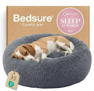 Calming Dog Bed Medium Large Size Dogs Washable Pet Bed,33ins | Fluffy Faux Fur Round Donut Cuddler,Anti-Slip Bottom,Anti-Anxiety,Deep Sleeping for Pets Up to 65 Lbs,Dark Grey Calming Dog Bed Medium Large Size Dogs Washable Pet Bed,33ins | Fluffy Faux Fur Round Donut Cuddler,Anti-Slip Bottom,Anti-Anxiety,Deep Sleeping for Pets Up to 65 Lbs,Dark Grey