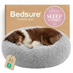 Calming Dog Beds Large Sized Dog Donut Washable Pet Bed,36ins | Fluffy Faux Fur Round Cuddler,with Removable Washable Cover,Anti-Slip Bottom,Anti-Anxiety,for Pets Up to 80 Lbs Pale Grey Calming Dog Beds Large Sized Dog Donut Washable Pet Bed,36ins | Fluffy Faux Fur Round Cuddler,with Removable Washable Cover,Anti-Slip Bottom,Anti-Anxiety,for Pets Up to 80 Lbs Pale Grey