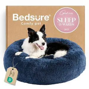 Calming Dog Beds Large Sized Dog Donut Washable Pet Bed,36ins Navy | Fluffy Faux Fur Round Cuddler,with Removable Washable Cover,Anti-Slip Bottom,Anti-Anxiety,Deep Sleeping for Pets Up to 80 Lbs Calming Dog Beds Large Sized Dog Donut Washable Pet Bed,36ins Navy | Fluffy Faux Fur Round Cuddler,with Removable Washable Cover,Anti-Slip Bottom,Anti-Anxiety,Deep Sleeping for Pets Up to 80 Lbs