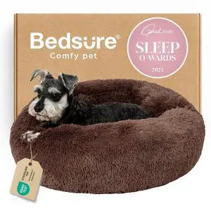 Calming Small Medium Dog Bed Donut Washable Puppy Bed,27ins Coffee | Fluffy Faux Fur Round Cuddler,Machine Washable,Anti-Slip Bottom,Anti-Anxiety,Deep Sleeping for Pets Up to 35 Lbs Calming Small Medium Dog Bed Donut Washable Puppy Bed,27ins Coffee | Fluffy Faux Fur Round Cuddler,Machine Washable,Anti-Slip Bottom,Anti-Anxiety,Deep Sleeping for Pets Up to 35 Lbs