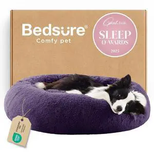 Calming Dog Beds Large Sized Dog Donut Washable Pet Bed,36in Purple | Fluffy Faux Fur Round Cuddler,with Removable Washable Cover,Anti-Slip Bottom,Anti-Anxiety,Deep Sleeping for Pets Up to 80 Lbs Calming Dog Beds Large Sized Dog Donut Washable Pet Bed,36in Purple | Fluffy Faux Fur Round Cuddler,with Removable Washable Cover,Anti-Slip Bottom,Anti-Anxiety,Deep Sleeping for Pets Up to 80 Lbs