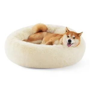 Calming Dog Bed Medium Size Dog Donut Washable Pet Bed,30ins | Fluffy Faux Fur Round Cuddler,Machine Washable,Anti-Slip Bottom,Anti-Anxiety,Deep Sleeping for Pets Up to 45 Lbs,Ivory Beige Calming Dog Bed Medium Size Dog Donut Washable Pet Bed,30ins | Fluffy Faux Fur Round Cuddler,Machine Washable,Anti-Slip Bottom,Anti-Anxiety,Deep Sleeping for Pets Up to 45 Lbs,Ivory Beige