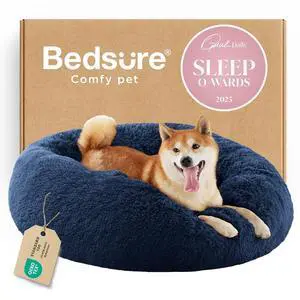 Calming Dog Bed Medium Size Dog Donut Washable Pet Bed,30ins Navy | Fluffy Faux Fur Round Cuddler,Machine Washable,Anti-Slip Bottom,Anti-Anxiety,Deep Sleeping for Pets Up to 45 Lbs Calming Dog Bed Medium Size Dog Donut Washable Pet Bed,30ins Navy | Fluffy Faux Fur Round Cuddler,Machine Washable,Anti-Slip Bottom,Anti-Anxiety,Deep Sleeping for Pets Up to 45 Lbs