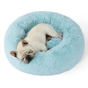 Calming Dog Bed Medium Size Dog Donut Washable Pet Bed,30ins | Fluffy Faux Fur Round Cuddler,Machine Washable,Anti-Slip Bottom,Anti-Anxiety,Deep Sleeping for Pets Up to 45 Lbs,Aqua Blue Calming Dog Bed Medium Size Dog Donut Washable Pet Bed,30ins | Fluffy Faux Fur Round Cuddler,Machine Washable,Anti-Slip Bottom,Anti-Anxiety,Deep Sleeping for Pets Up to 45 Lbs,Aqua Blue