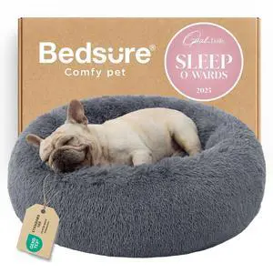 Calming Dog Bed Medium Size Dog Donut Washable Pet Bed,30ins | Fluffy Faux Fur Round Cuddler,Machine Washable,Anti-Slip Bottom,Anti-Anxiety,Deep Sleeping for Pets Up to 45 Lbs,Dark Grey Calming Dog Bed Medium Size Dog Donut Washable Pet Bed,30ins | Fluffy Faux Fur Round Cuddler,Machine Washable,Anti-Slip Bottom,Anti-Anxiety,Deep Sleeping for Pets Up to 45 Lbs,Dark Grey