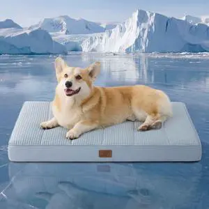 Cooling Dog Bed for Crate, Large Breathable Pet Summer Bed, 35 Inch | Orthopedic Egg Crate Foam, Cold Summer Pad Mat, Non-Slip Bottom, Comfy Removable Washable Cover, For Pets Up to 40 lbs Cooling Dog Bed for Crate, Large Breathable Pet Summer Bed, 35 Inch | Orthopedic Egg Crate Foam, Cold Summer Pad Mat, Non-Slip Bottom, Comfy Removable Washable Cover, For Pets Up to 40 lbs