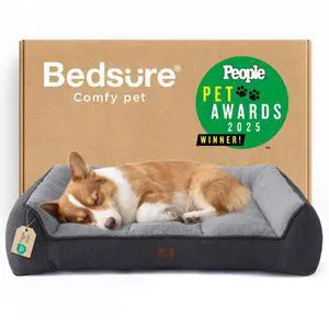 SupportMax Extra Thick Orthopedic Dog Bed Medium Size Dog | 35" Premium Supportive Couch for Senior Dogs, Water-resistant Removable Washable Cover, Comfy Pet Sofa with Sherpa, Grey SupportMax Extra Thick Orthopedic Dog Bed Medium Size Dog | 35" Premium Supportive Couch for Senior Dogs, Water-resistant Removable Washable Cover, Comfy Pet Sofa with Sherpa, Grey