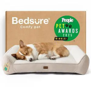 SupportMax Extra Thick Orthopedic Dog Bed Medium Size Dog | 35" Premium Supportive Couch for Senior Dogs, Water-resistant Removable Washable Cover, Comfy Pet Sofa with Sherpa, Cream SupportMax Extra Thick Orthopedic Dog Bed Medium Size Dog | 35" Premium Supportive Couch for Senior Dogs, Water-resistant Removable Washable Cover, Comfy Pet Sofa with Sherpa, Cream