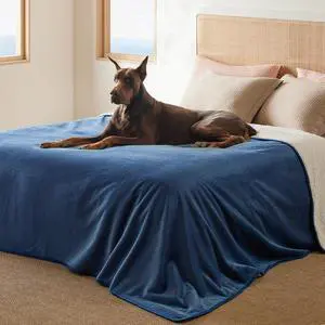 Waterproof Blanket for Bed Soft Sherpa Fleece Throw,King 108"x86" | Plush Cozy Calming Reversible Dog Blankets for Large Senior Dogs,Warm Bed Couch Cover,Pet Furniture Protector,Blue Waterproof Blanket for Bed Soft Sherpa Fleece Throw,King 108"x86" | Plush Cozy Calming Reversible Dog Blankets for Large Senior Dogs,Warm Bed Couch Cover,Pet Furniture Protector,Blue