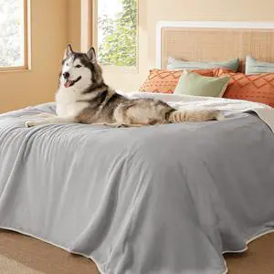 Waterproof Blanket for Bed Soft Sherpa Fleece Throw,King 108"x86" | Plush Cozy Calming Reversible Dog Blankets for Large Senior Dogs,Warm Bed Couch Cover,Pet Furniture Protector,Light Grey Waterproof Blanket for Bed Soft Sherpa Fleece Throw,King 108"x86" | Plush Cozy Calming Reversible Dog Blankets for Large Senior Dogs,Warm Bed Couch Cover,Pet Furniture Protector,Light Grey