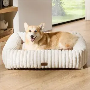 ComfyFleece Cute Dog Bed Medium Large Size Dog Washable33in Cream | Furry Big Pet Beds,Square Rectangle Orthopedic Corduroy Aesthetic,Removable Zipper Cover,Non-Slip Bottom,Up To 50 Lbs ComfyFleece Cute Dog Bed Medium Large Size Dog Washable33in Cream | Furry Big Pet Beds,Square Rectangle Orthopedic Corduroy Aesthetic,Removable Zipper Cover,Non-Slip Bottom,Up To 50 Lbs