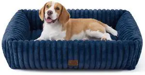 ComfyFleece Cute Dog Beds Large Sized Dog - Washable Furry Pet Beds, Rectangle Orthopedic Corduroy Fleece Puppy Beds with Removable Zipper Cover, 36x27x8 inches,Night Blue ComfyFleece Cute Dog Beds Large Sized Dog - Washable Furry Pet Beds, Rectangle Orthopedic Corduroy Fleece Puppy Beds with Removable Zipper Cover, 36x27x8 inches,Night Blue