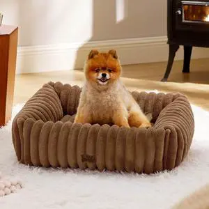 ComfyFleece Cute Dog Bed for Small Medium Dogs,25in Camel Brown | Furry Puppy Beds,Square Washable Orthopedic Corduroy Aesthetic Pet Beds,Removable Zipper Cover,Non-Slip Bottom,Up to 15 Lbs ComfyFleece Cute Dog Bed for Small Medium Dogs,25in Camel Brown | Furry Puppy Beds,Square Washable Orthopedic Corduroy Aesthetic Pet Beds,Removable Zipper Cover,Non-Slip Bottom,Up to 15 Lbs