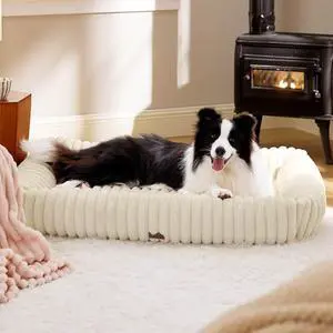 ComfyFleece XL Dog Beds for Extra Large Dogs Washable43in Cream | Furry Cute Rectangle Pet Beds,Aesthetic,Orthopedic Corduroy Fleece,Jumbo Removable Zipper Cover,Non-Slip Bottom,Up to 90 Lbs ComfyFleece XL Dog Beds for Extra Large Dogs Washable43in Cream | Furry Cute Rectangle Pet Beds,Aesthetic,Orthopedic Corduroy Fleece,Jumbo Removable Zipper Cover,Non-Slip Bottom,Up to 90 Lbs