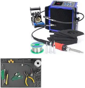 948DQ-III Fume Extractor with 110W Soldering Iron Bundle with M160 Silicone Soldering Mat 13.7x9.9 inches with 8 Filtration Adsorbers,3 soldering tips for Electronics Repair, DIY Projects 948DQ-III Fume Extractor with 110W Soldering Iron Bundle with M160 Silicone Soldering Mat 13.7x9.9 inches with 8 Filtration Adsorbers,3 soldering tips for Electronics Repair, DIY Projects