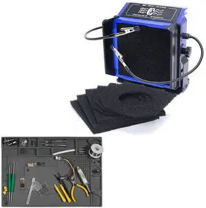 948DQ-I Fume Extractor Tool Bundle with M170 Magnetic Silicone Soldering Mat 17.3x12.2 inches with 6 Filtration Adsorbers,Helping Hands for Adsorbing the Harmful Particles Generated from Solde 948DQ-I Fume Extractor Tool Bundle with M170 Magnetic Silicone Soldering Mat 17.3x12.2 inches with 6 Filtration Adsorbers,Helping Hands for Adsorbing the Harmful Particles Generated from Solde
