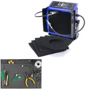 948DQ-I Fume Extractor Tool Bundle with M160 Silicone Soldering Mat 13.7x9.9 inches with 6 Filtration Adsorbers,Helping Hands for Adsorbing the Harmful Particles Generated from Soldering 948DQ-I Fume Extractor Tool Bundle with M160 Silicone Soldering Mat 13.7x9.9 inches with 6 Filtration Adsorbers,Helping Hands for Adsorbing the Harmful Particles Generated from Soldering