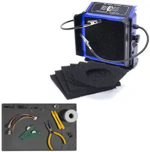 948DQ-I Fume Extractor Tool Bundle with M150 Silicone Soldering Mat 12.9x8.2 inches with 6 Filtration Adsorbers,Helping Hands for Adsorbing the Harmful Particles Generated from Soldering 948DQ-I Fume Extractor Tool Bundle with M150 Silicone Soldering Mat 12.9x8.2 inches with 6 Filtration Adsorbers,Helping Hands for Adsorbing the Harmful Particles Generated from Soldering