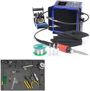 948DQ-III Fume Extractor with 110W Soldering Iron Bundle with M170 Magnetic Silicone Soldering Mat 17.3x12.2 inches with 8 Filtration Adsorbers,3 soldering tips for Electronics Repair, DIY Pro 948DQ-III Fume Extractor with 110W Soldering Iron Bundle with M170 Magnetic Silicone Soldering Mat 17.3x12.2 inches with 8 Filtration Adsorbers,3 soldering tips for Electronics Repair, DIY Pro