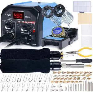 939D-II 2-IN-1 Wood Burning Kit 86-IN-1 with 51 Solid Points and 20 Wire Nibs Wood Burner with 2 Letter Number Stencils, 2 Unfinished Wood, 1 Pen Holder, Burning Tool 939D-II 2-IN-1 Wood Burning Kit 86-IN-1 with 51 Solid Points and 20 Wire Nibs Wood Burner with 2 Letter Number Stencils, 2 Unfinished Wood, 1 Pen Holder, Burning Tool