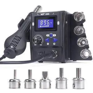 959D Hot Air SMD Soldering Rework Station with Quick-Change Nozzle System, Nozzle Holder, 5 Additional Nozzles, Adjustable Temperature, °C/°F Conversion and Buzzer Prompt 959D Hot Air SMD Soldering Rework Station with Quick-Change Nozzle System, Nozzle Holder, 5 Additional Nozzles, Adjustable Temperature, °C/°F Conversion and Buzzer Prompt