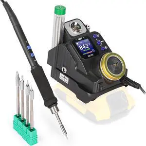 982-VI 1 Cordless Soldering Station for Dewalt 20V Battery Soldering Iron Kit with Integrated Holder, Tips Cleaner, °C-°F Conversion, Sleep Mode, 5 C235 Compatible Tips, 0.8mm Solder Wire 982-VI 1 Cordless Soldering Station for Dewalt 20V Battery Soldering Iron Kit with Integrated Holder, Tips Cleaner, °C-°F Conversion, Sleep Mode, 5 C235 Compatible Tips, 0.8mm Solder Wire