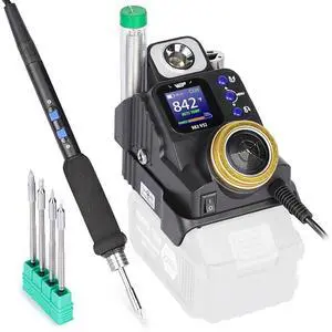 982-VI 2 Cordless Soldering Station for Makita 20V Battery Soldering Iron Kit with Integrated Holder, Tips Cleaner, °C-°F Conversion, Sleep Mode, 5 C235 Compatible Tips, 0.8mm Solder Wire 982-VI 2 Cordless Soldering Station for Makita 20V Battery Soldering Iron Kit with Integrated Holder, Tips Cleaner, °C-°F Conversion, Sleep Mode, 5 C235 Compatible Tips, 0.8mm Solder Wire