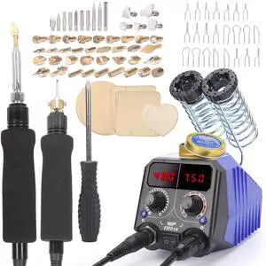939D VII 2-IN-1 Wood Burning Kit 84-IN-1 with 51 Solid Points and 23 Wire Nibs Wood Burner with 2 Letter Number Stencils, 6 Unfinished Wood, 1 Pen Holder, Burning Tool 939D VII 2-IN-1 Wood Burning Kit 84-IN-1 with 51 Solid Points and 23 Wire Nibs Wood Burner with 2 Letter Number Stencils, 6 Unfinished Wood, 1 Pen Holder, Burning Tool