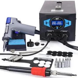 948D III Upgraded 2-IN-1 ESD Safe Soldering Desoldering Station with Fast-Heating Desoldering Gun & Soldering Iron, Sleep Mode, Automatic Shutdown, Temperature Calibration with 31 Pcs Accessories 948D III Upgraded 2-IN-1 ESD Safe Soldering Desoldering Station with Fast-Heating Desoldering Gun & Soldering Iron, Sleep Mode, Automatic Shutdown, Temperature Calibration with 31 Pcs Accessories