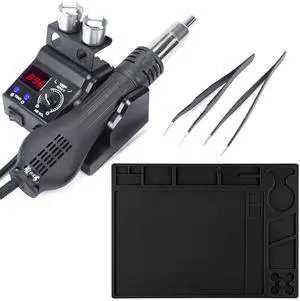 8858-V Hot Air Rework Station Bundle with M160 Silicone Soldering Mat 13.7x9.9 inches with 3 Hot air nozzles, 2 Tweezers for Electronics Repair, DIY Projects 8858-V Hot Air Rework Station Bundle with M160 Silicone Soldering Mat 13.7x9.9 inches with 3 Hot air nozzles, 2 Tweezers for Electronics Repair, DIY Projects