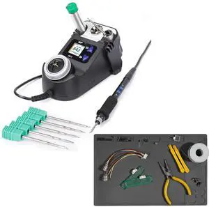 982-V Micro Soldering Iron kit with 5 C210 Compatible Tips Bundle with M150 Silicone Soldering Mat 12.9x8.2 inches with 10g Solder Wire for electronics repair, DIY Projects 982-V Micro Soldering Iron kit with 5 C210 Compatible Tips Bundle with M150 Silicone Soldering Mat 12.9x8.2 inches with 10g Solder Wire for electronics repair, DIY Projects