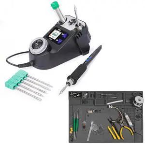 982-V Micro Soldering Iron kit with 5 C245 Compatible Tips Bundle with M170 Magnetic Silicone Soldering Mat 17.3x12.2 inches with 10g Solder Wire for electronics repair, DIY Projects 982-V Micro Soldering Iron kit with 5 C245 Compatible Tips Bundle with M170 Magnetic Silicone Soldering Mat 17.3x12.2 inches with 10g Solder Wire for electronics repair, DIY Projects