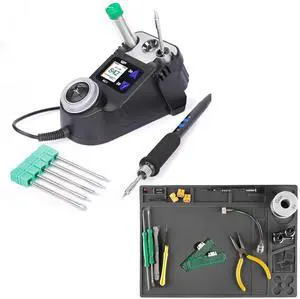 982-V Micro Soldering Iron kit with 5 C245 Compatible Tips Bundle with M160 Silicone Soldering Mat 13.7x9.9 inches with 10g Solder Wire for electronics repair, DIY Projects 982-V Micro Soldering Iron kit with 5 C245 Compatible Tips Bundle with M160 Silicone Soldering Mat 13.7x9.9 inches with 10g Solder Wire for electronics repair, DIY Projects