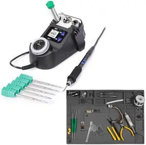 982-V Micro Soldering Iron kit with 5 C210 Compatible Tips Bundle with M170 Magnetic Silicone Soldering Mat 17.3x12.2 inches with 10g Solder Wire for electronics repair, DIY Projects 982-V Micro Soldering Iron kit with 5 C210 Compatible Tips Bundle with M170 Magnetic Silicone Soldering Mat 17.3x12.2 inches with 10g Solder Wire for electronics repair, DIY Projects