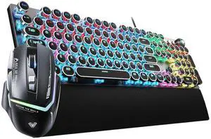 Wired Gaming Keyboard Mouse Combo,Rainbow Backlit Typewriter Style Mechanical Keyboard + 12800 DPI RGB Backlit Gaming Mouse Wired Gaming Keyboard Mouse Combo,Rainbow Backlit Typewriter Style Mechanical Keyboard + 12800 DPI RGB Backlit Gaming Mouse