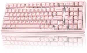 F99 Wireless Mechanical Keyboard-Silent Version,Tri-Mode(BT5.0/2.4GHz/USB-C),Gasket Structure,Hot Swappable Mechanical Keyboard with Pre-lubed Linear Switches,RGB Backlit PC Gaming Keyboards,Pink F99 Wireless Mechanical Keyboard-Silent Version,Tri-Mode(BT5.0/2.4GHz/USB-C),Gasket Structure,Hot Swappable Mechanical Keyboard with Pre-lubed Linear Switches,RGB Backlit PC Gaming Keyboards,Pink