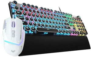Mechanical Keyboard Mouse Combo,F2088 Wired Black Typewriter Style Mechanical Keyboard Blue Switches + S12PRO Wired White Gaming Mouse Mechanical Keyboard Mouse Combo,F2088 Wired Black Typewriter Style Mechanical Keyboard Blue Switches + S12PRO Wired White Gaming Mouse