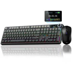 F108 PRO Wireless Mechanical Keyboard with Screen & Knob SC580 Tri-Mode Gaming Mouse F108 PRO Wireless Mechanical Keyboard with Screen & Knob SC580 Tri-Mode Gaming Mouse