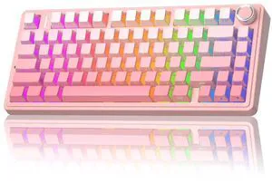 F75 Pro Wireless Mechanical Keyboard Silent Version,75% Hot Swappable Custom Keyboard with Knob,RGB Backlit,Pre-lubed Switches,Side Printed PBT Keycaps,2.4GHz/USB-C/BT5.0 PC Gaming Keyboards,Pink F75 Pro Wireless Mechanical Keyboard Silent Version,75% Hot Swappable Custom Keyboard with Knob,RGB Backlit,Pre-lubed Switches,Side Printed PBT Keycaps,2.4GHz/USB-C/BT5.0 PC Gaming Keyboards,Pink