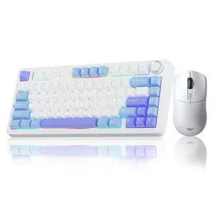 Wireless Keyboard and Mouse Combo, F75 75% Mechanical Keyboards, Hot Swappable Custom Keyboard+SC580 Wireless Gaming Mouse White Wireless Keyboard and Mouse Combo, F75 75% Mechanical Keyboards, Hot Swappable Custom Keyboard+SC580 Wireless Gaming Mouse White